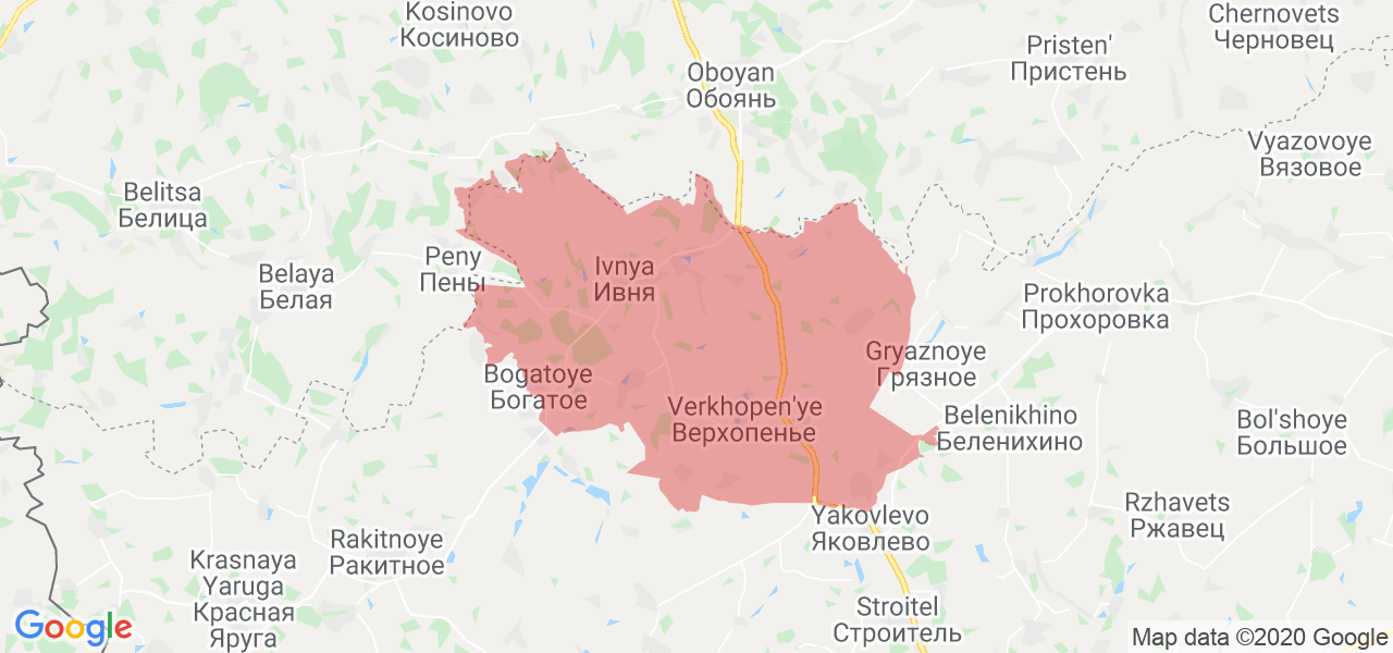 Изображение Ивнянского района Белгородской области на карте