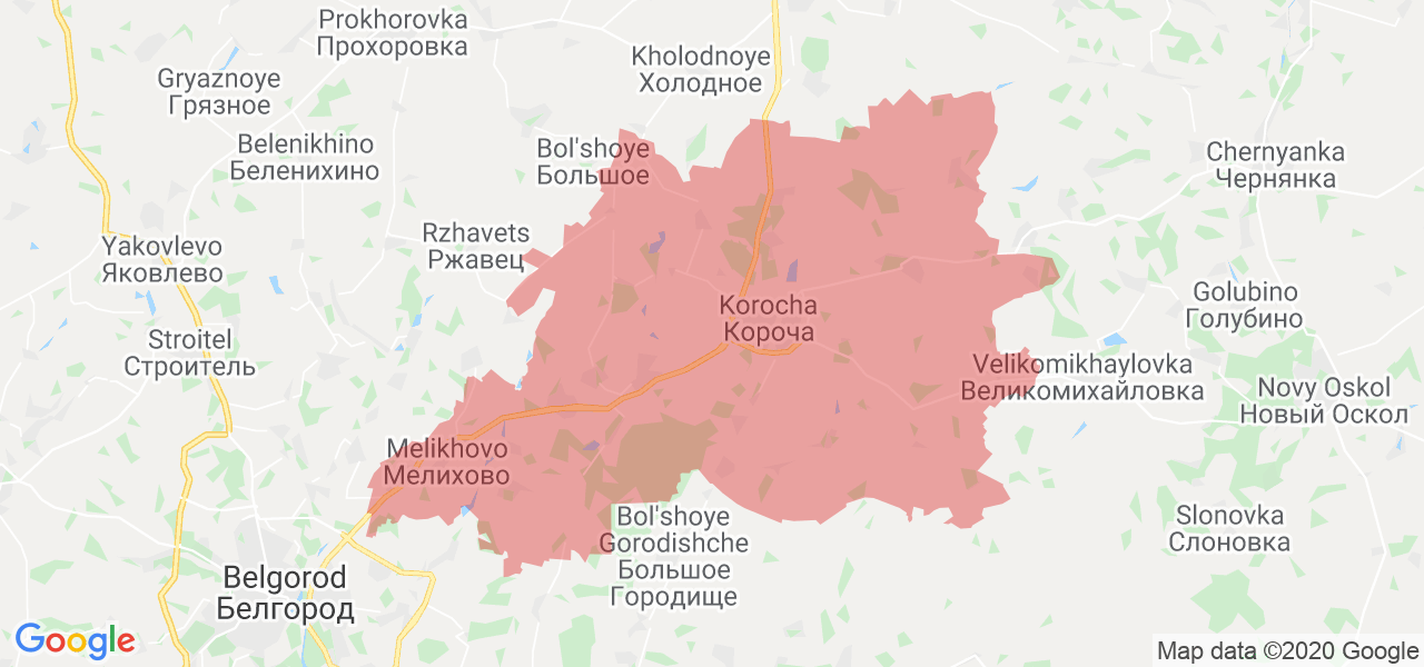 Изображение Корочанского района Белгородской области на карте