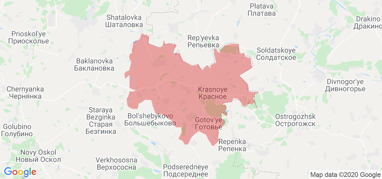 Изображение Красненского района Белгородской области на карте