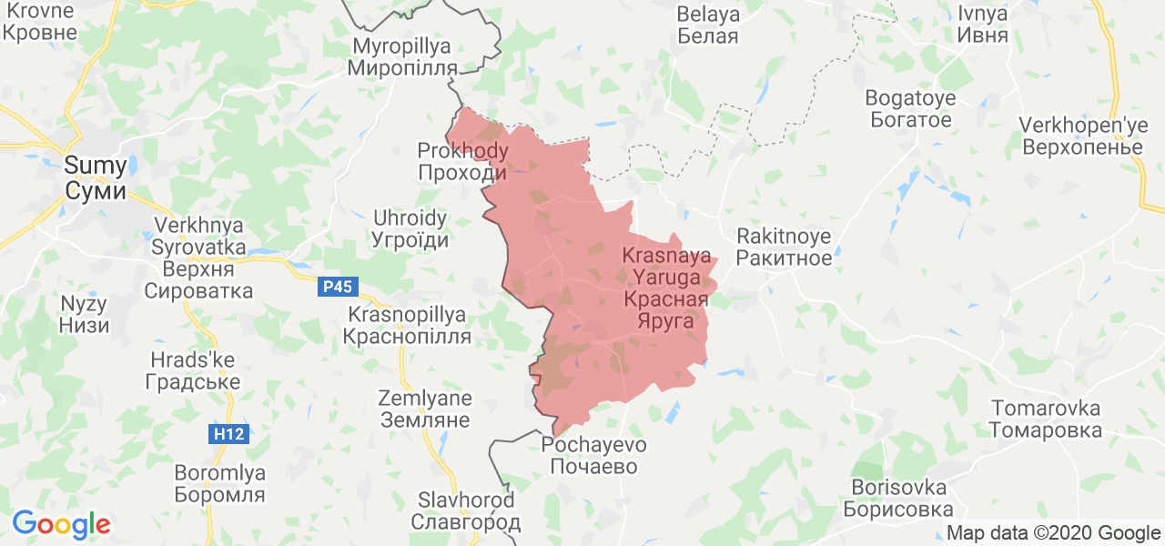 Изображение Краснояружского района Белгородской области на карте