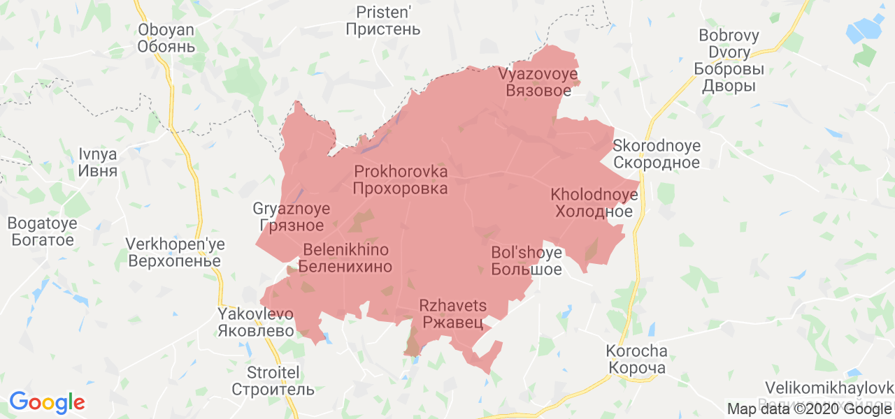 Изображение Прохоровского района Белгородской области на карте