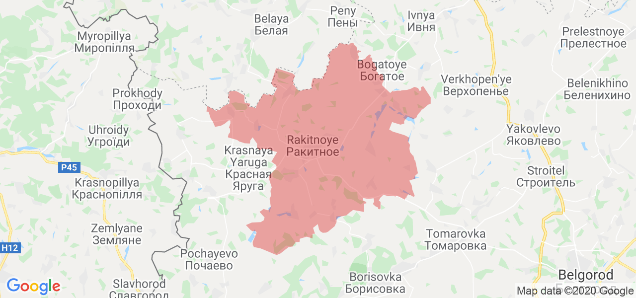 Изображение Ракитянского района Белгородской области на карте