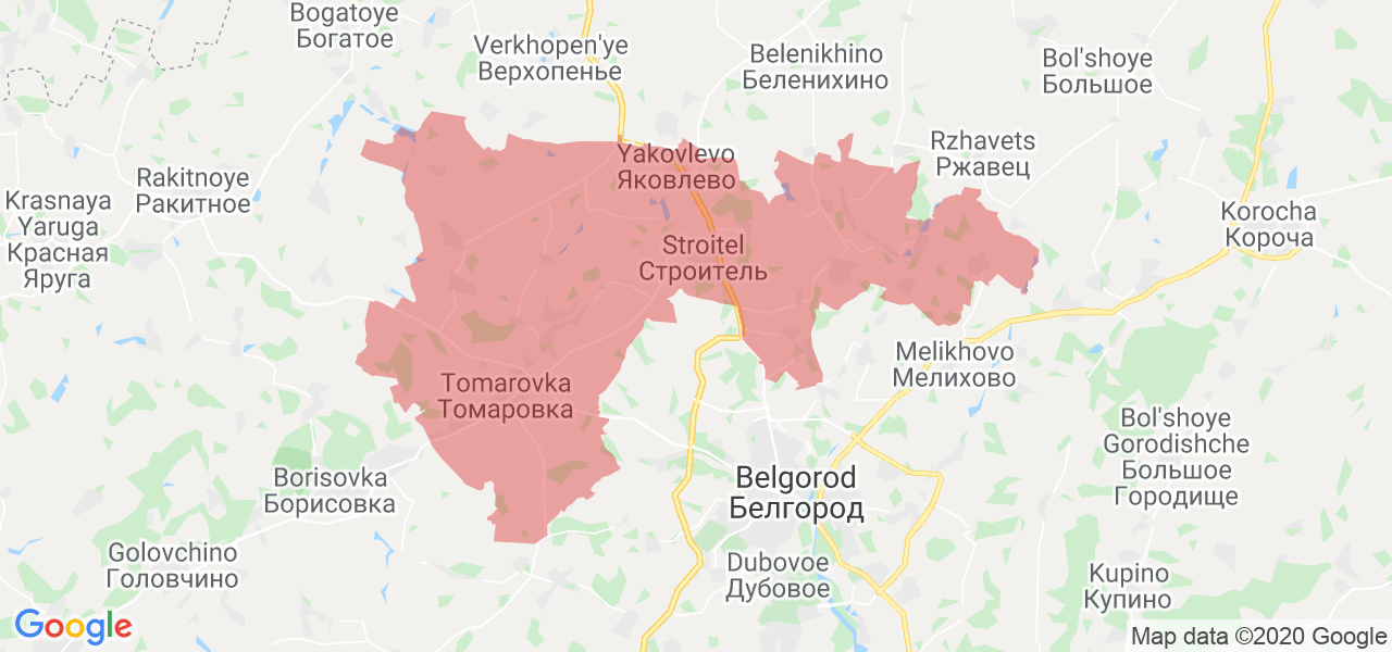 Изображение Яковлевского района Белгородской области на карте