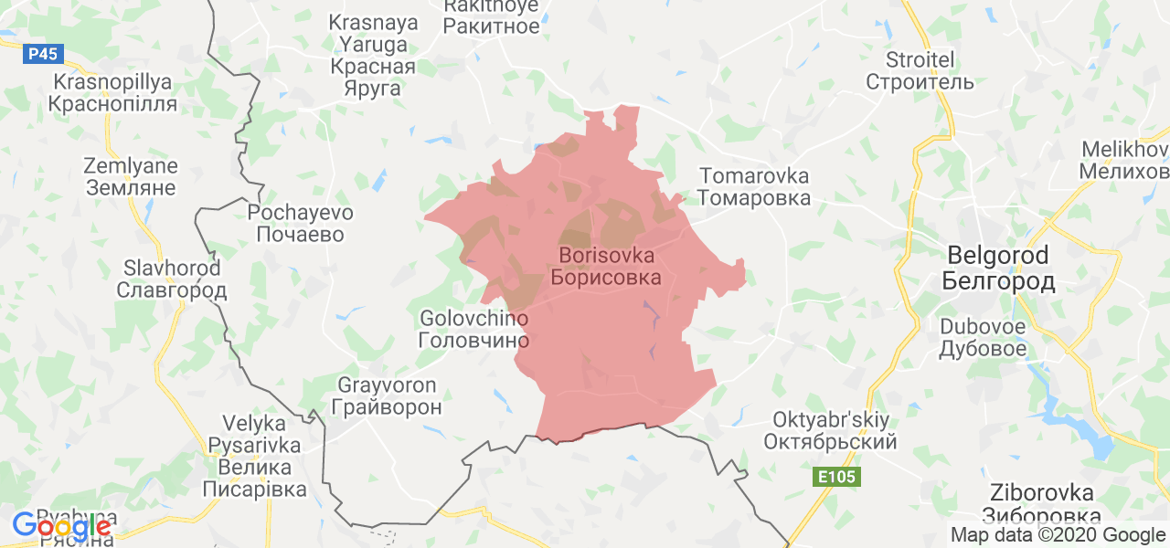 Изображение Борисовского района Белгородской области на карте