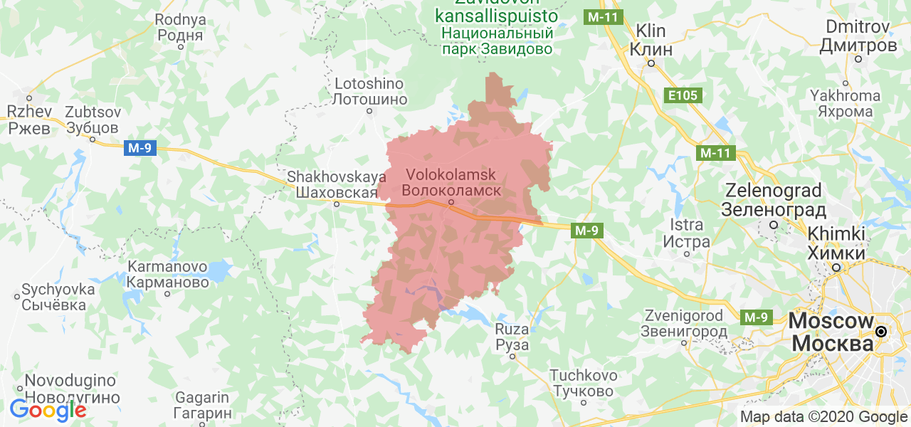 Изображение Волоколамского района Московской области на карте