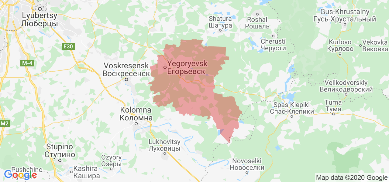 Изображение Егорьевского района Московской области на карте