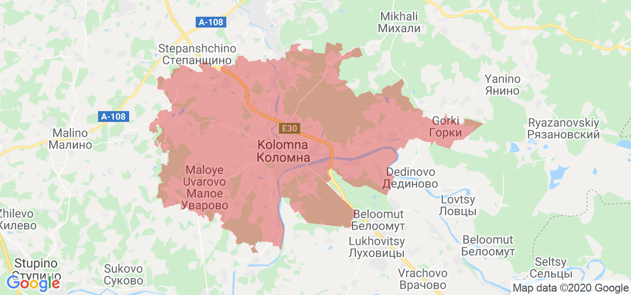 Изображение Коломенского района Московской области на карте