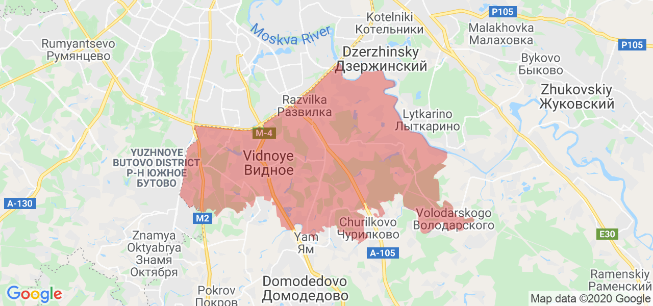 Изображение Ленинского района Московской области на карте