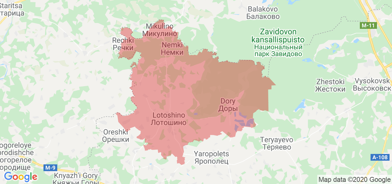 Изображение Лотошинского района Московской области на карте