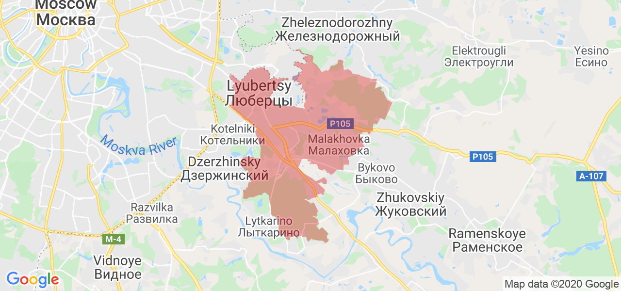 Изображение Люберецкого района Московской области на карте