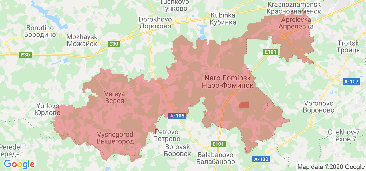 Изображение Наро-Фоминского района Московской области на карте