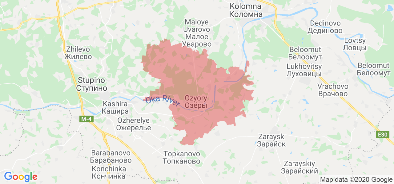 Изображение Озерского района Московской области на карте