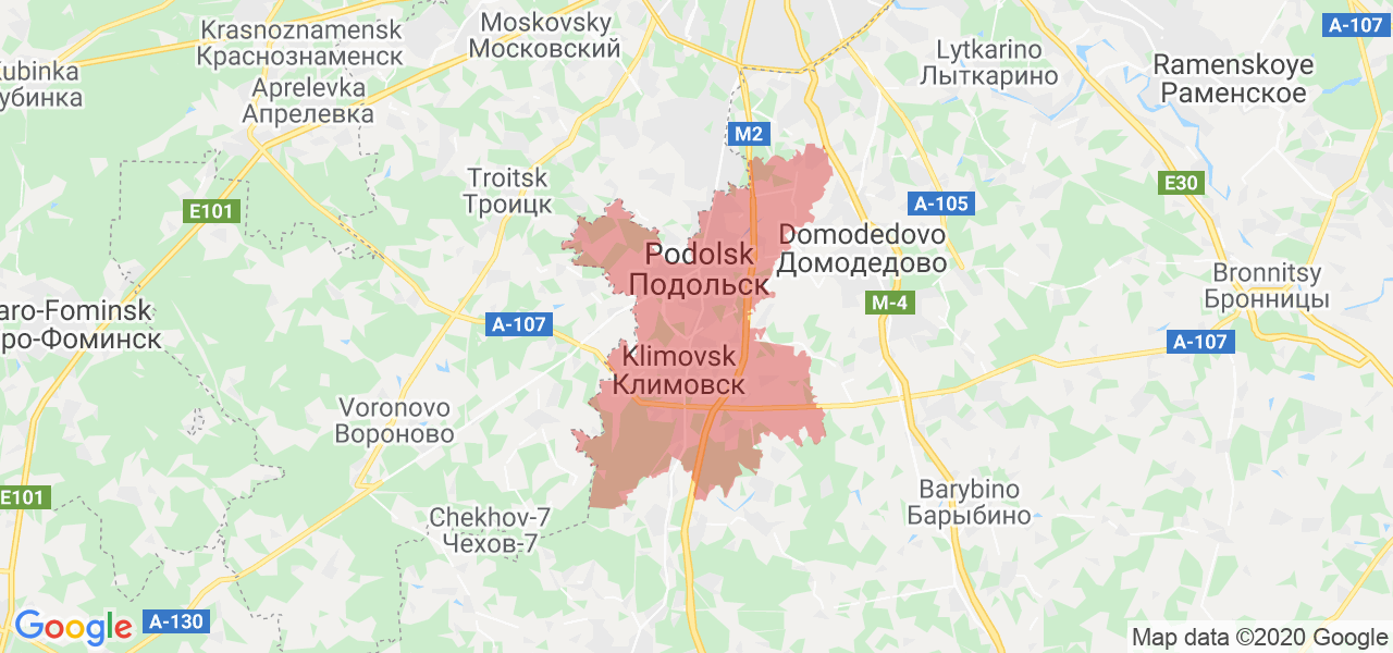 Изображение Подольского района Московской области на карте