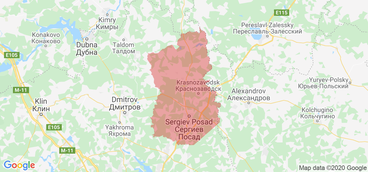 Изображение Сергиево-Посадского района Московской области на карте