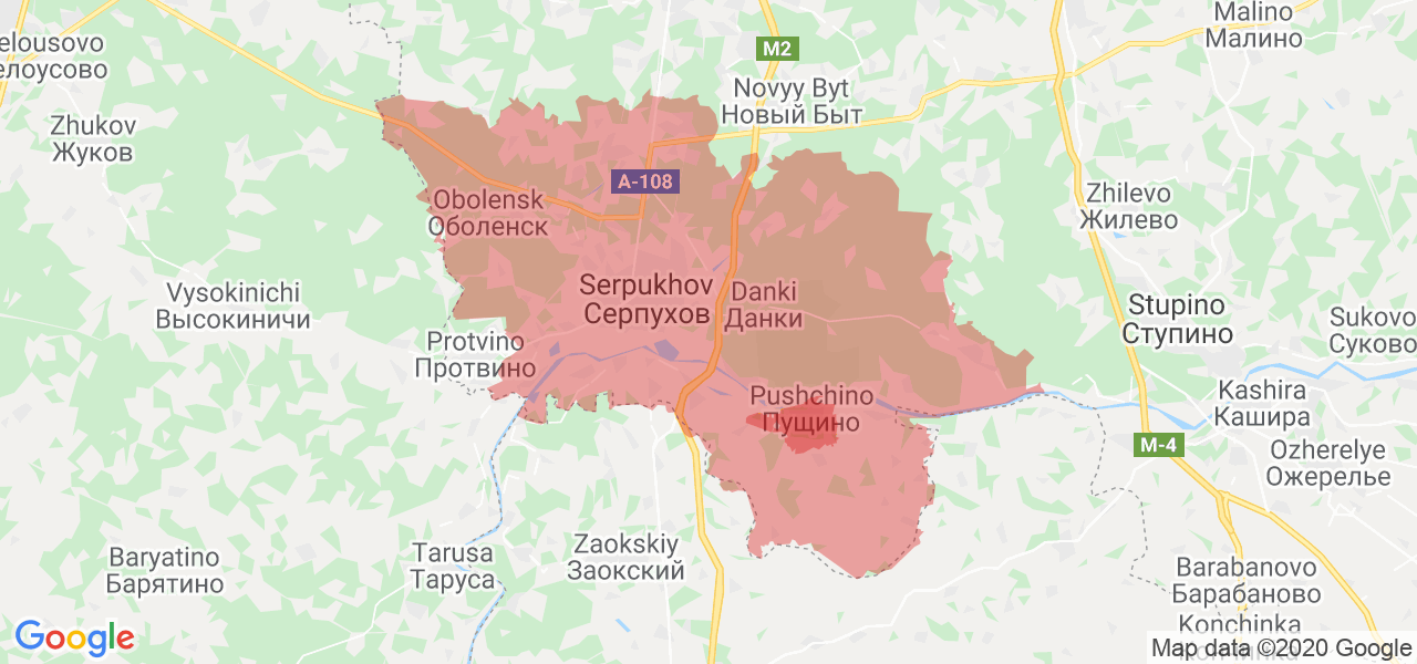 Изображение Серпуховского района Московской области на карте