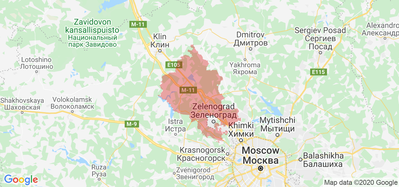 Изображение Солнечногорского района Московской области на карте