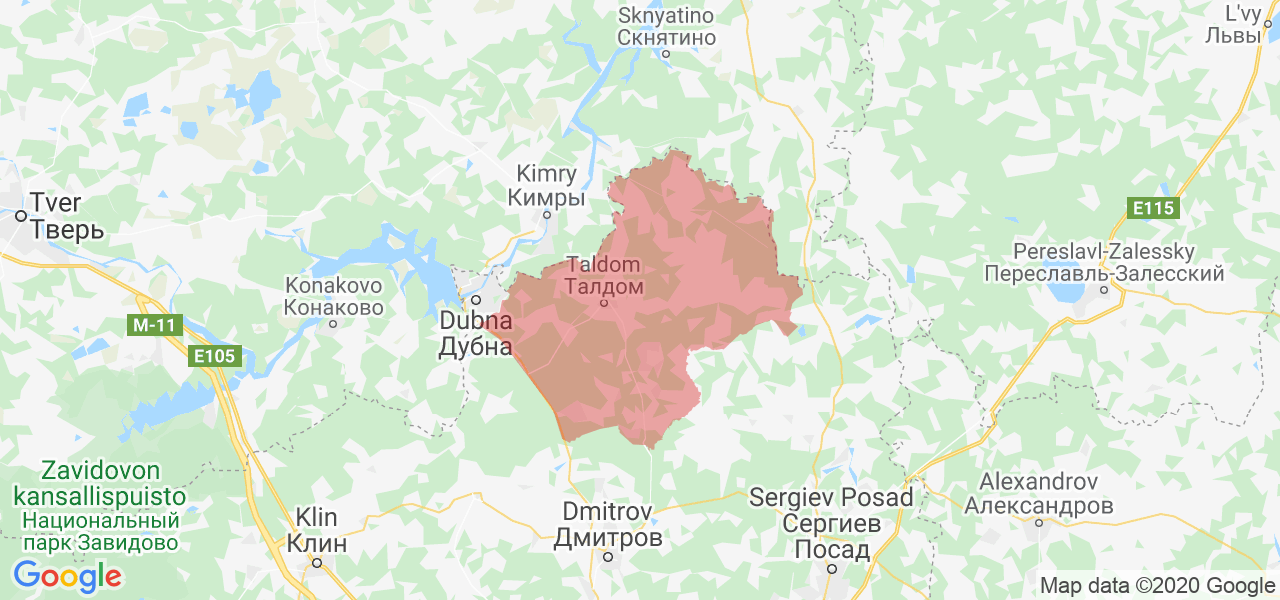 Изображение Талдомского района Московской области на карте