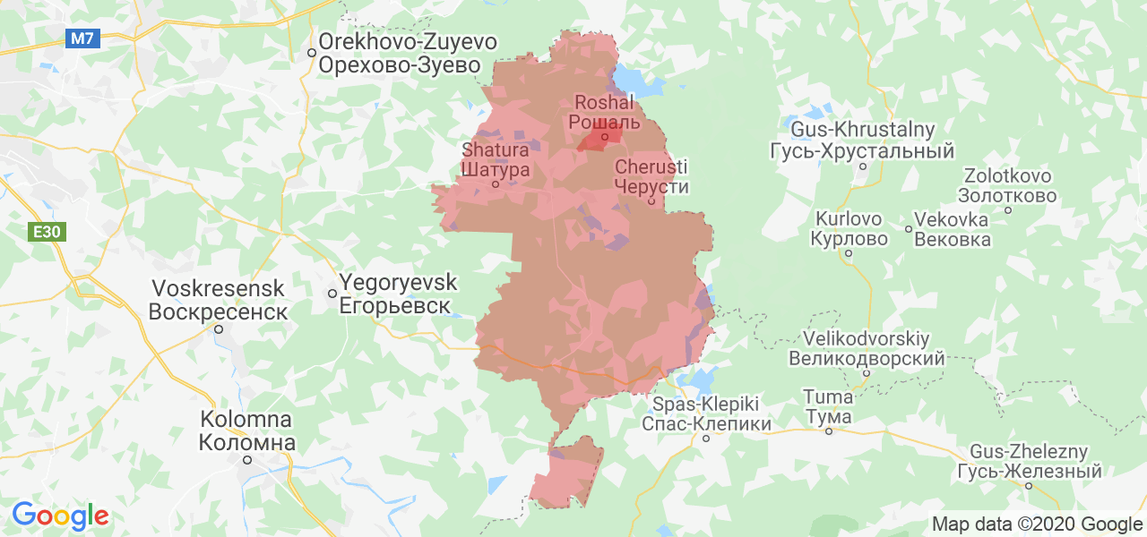 Изображение Шатурского района Московской области на карте