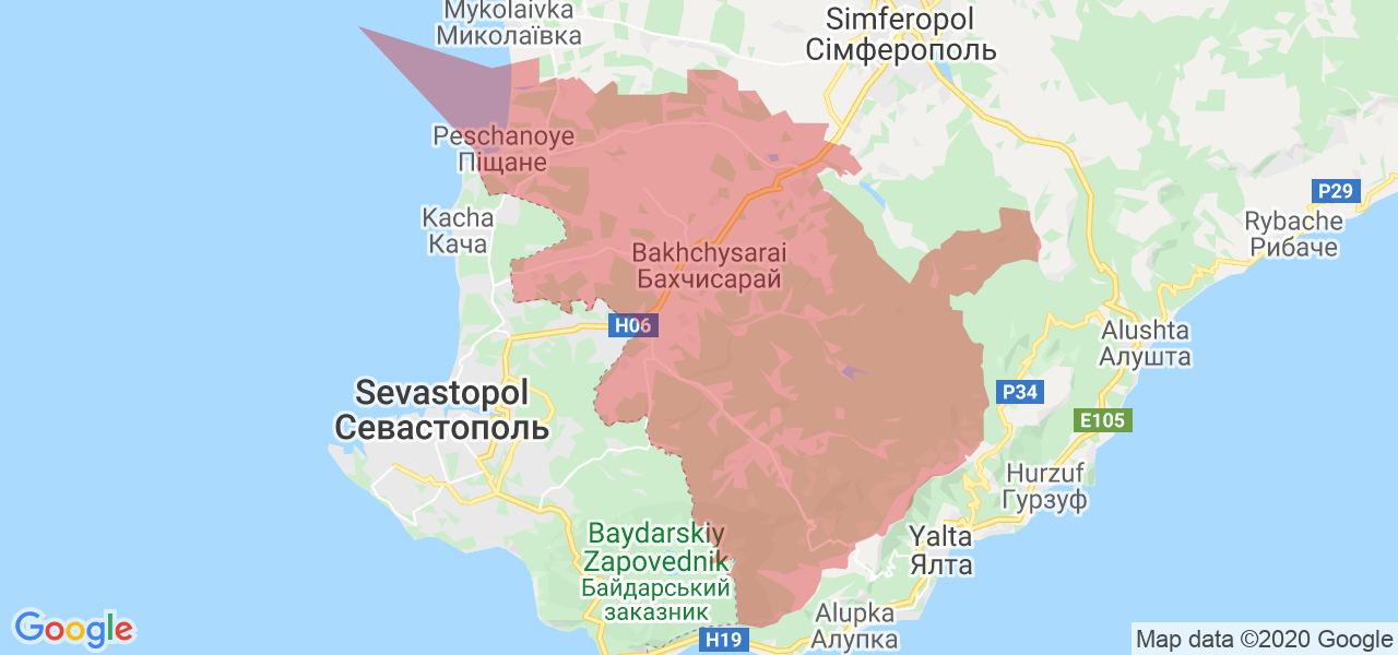 Изображение Бахчисарайского района Республики Крым на карте