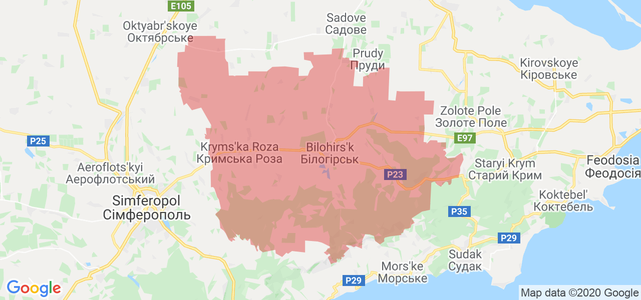 Изображение Белогорского района Республики Крым на карте