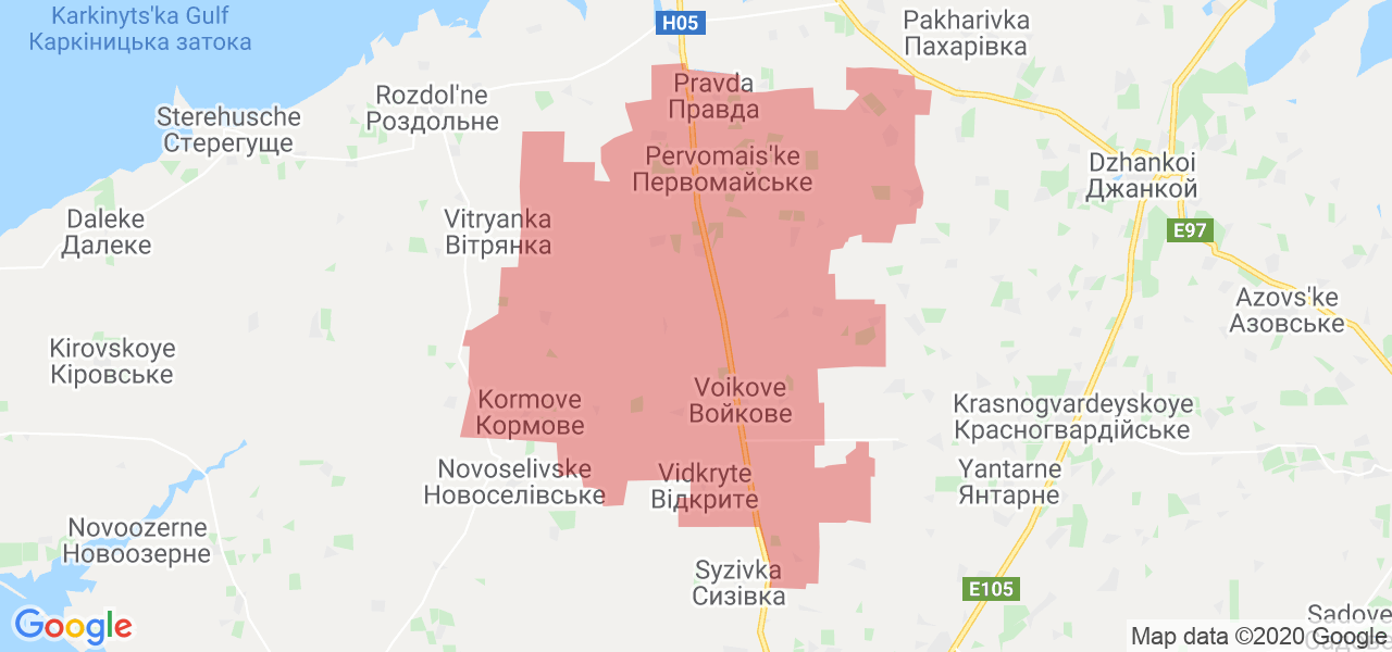 Изображение Первомайского района Республики Крым на карте