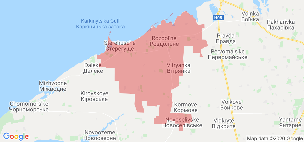 Изображение Раздольненского района Республики Крым на карте
