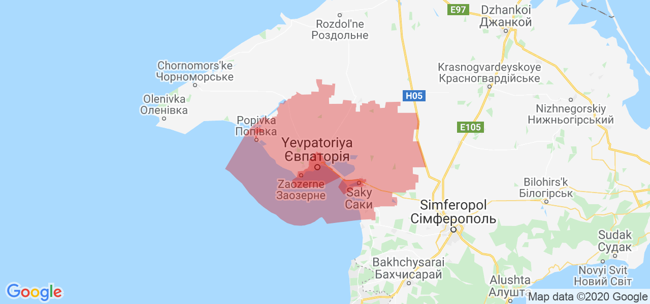 Изображение Сакского района Республики Крым на карте