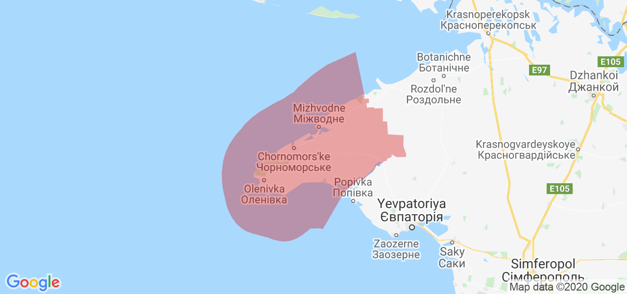 Изображение Черноморского района Республики Крым на карте