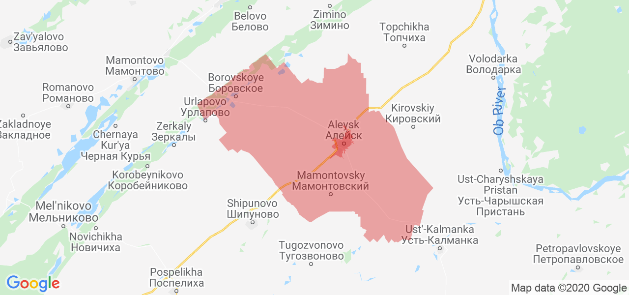 Изображение Алейского района Алтайского края на карте