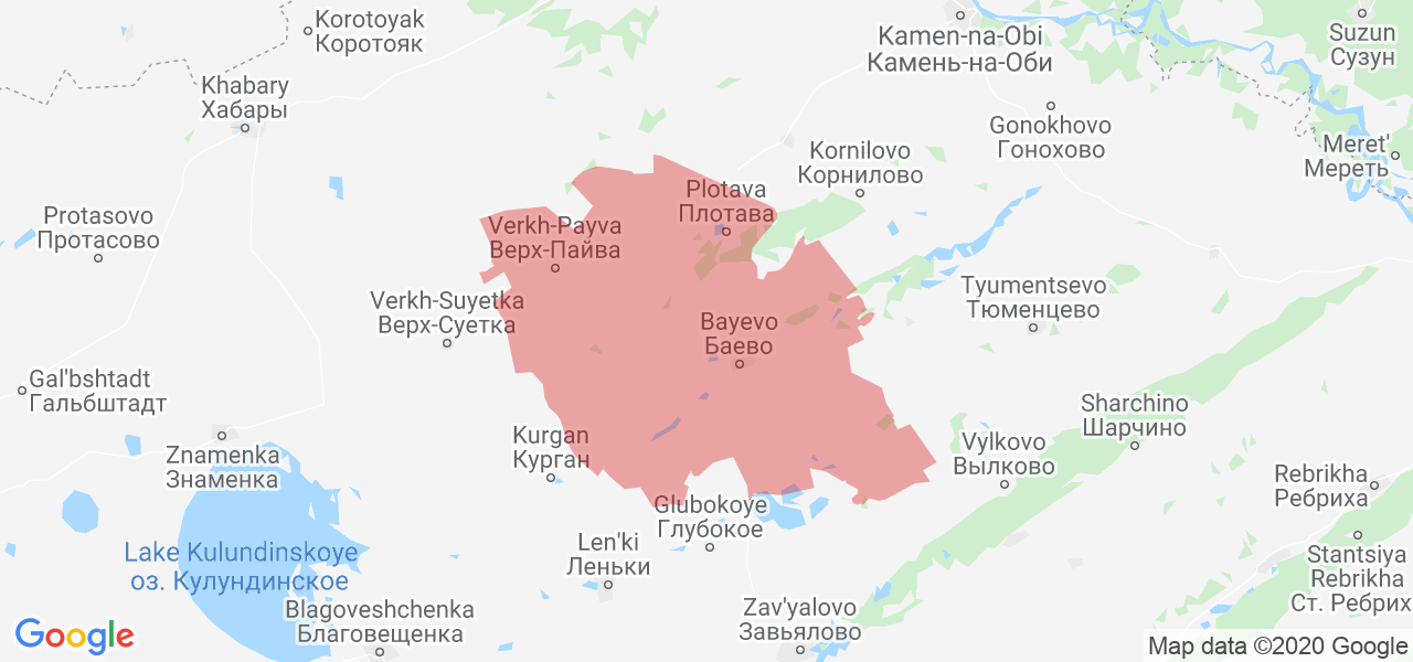 Изображение Баевского района Алтайского края на карте