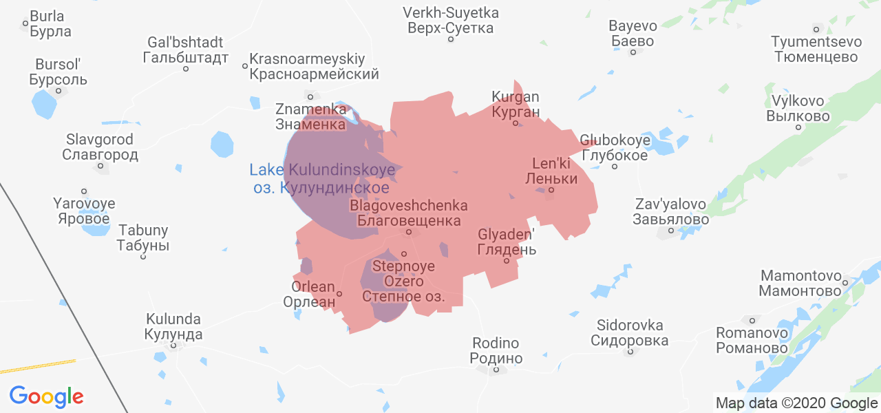 Изображение Благовещенского района Алтайского края на карте