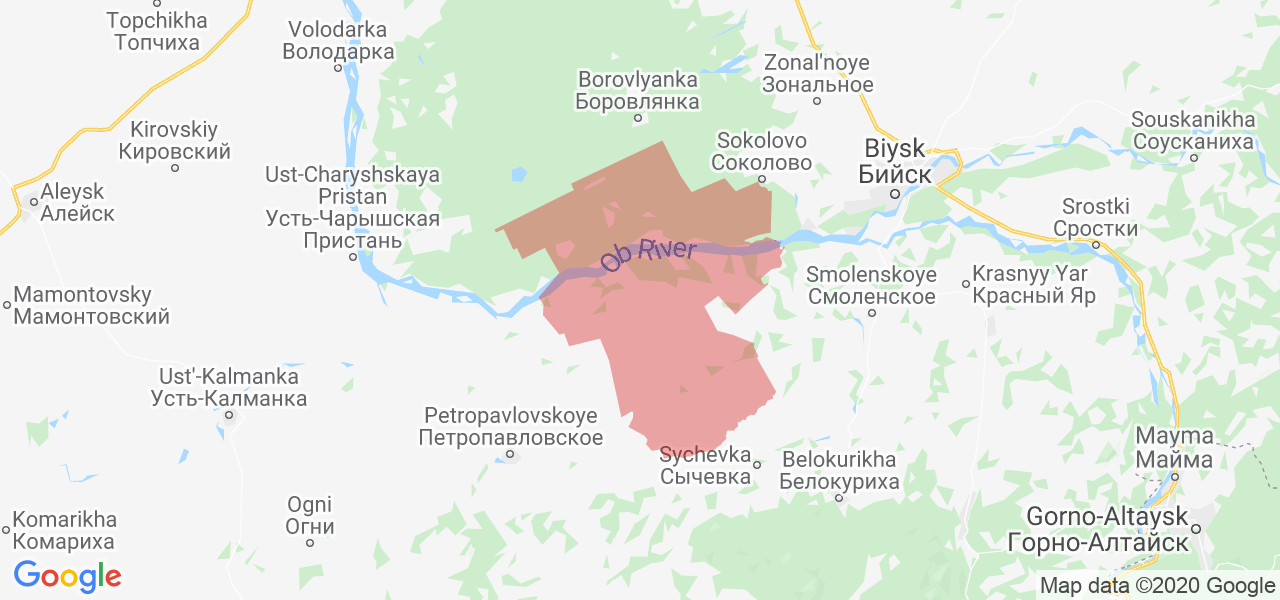 Изображение Быстроистокского района Алтайского края на карте
