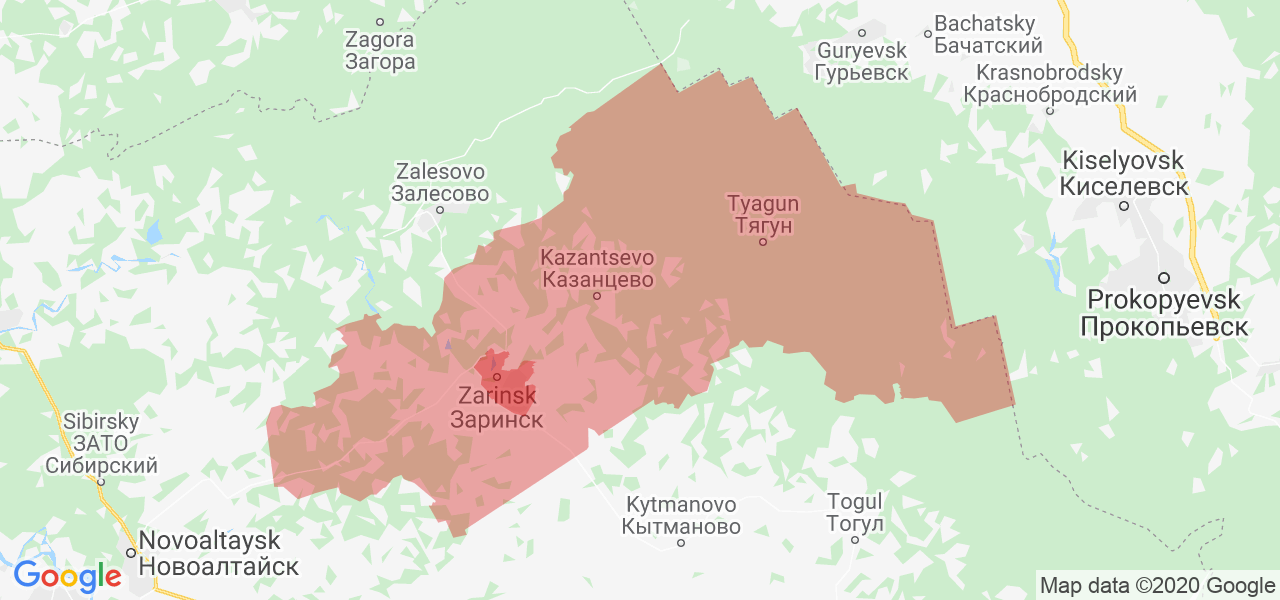 Изображение Заринского района Алтайского края на карте