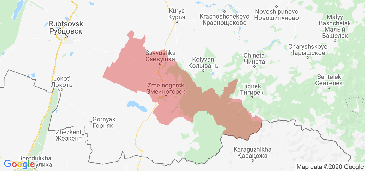 Изображение Змеиногорского района Алтайского края на карте