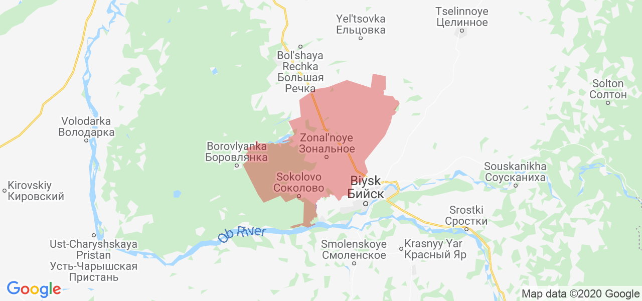 Изображение Зональный район Алтайского края на карте