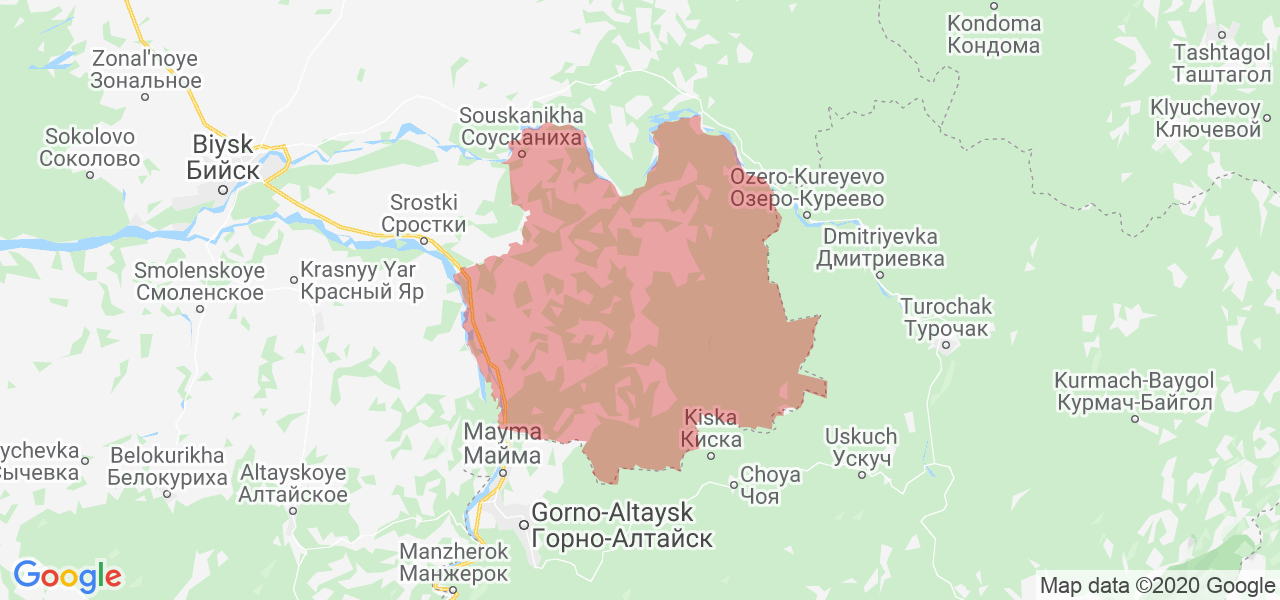 Изображение Красногорского района Алтайского края на карте
