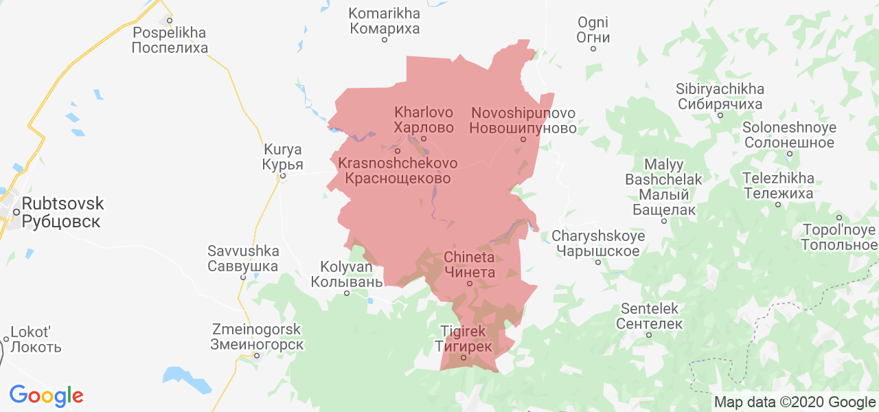 Изображение Краснощёковского района Алтайского края на карте
