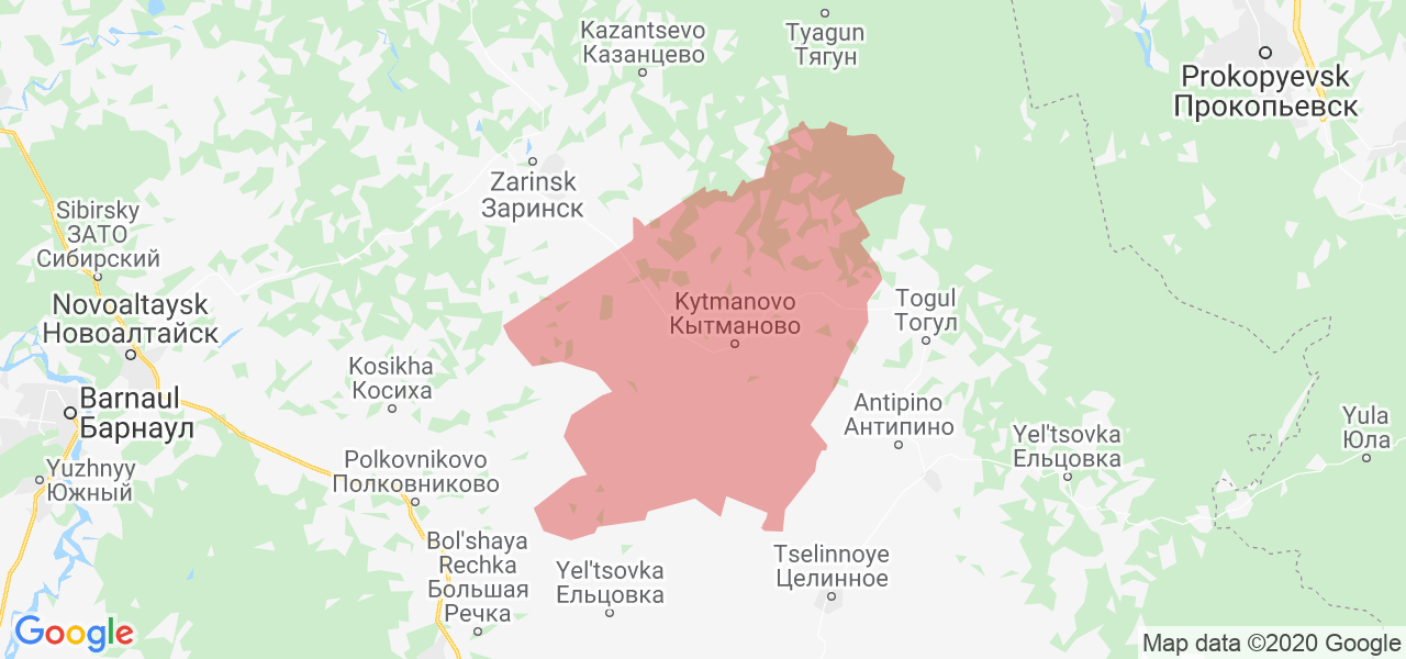 Изображение Кытмановского района Алтайского края на карте