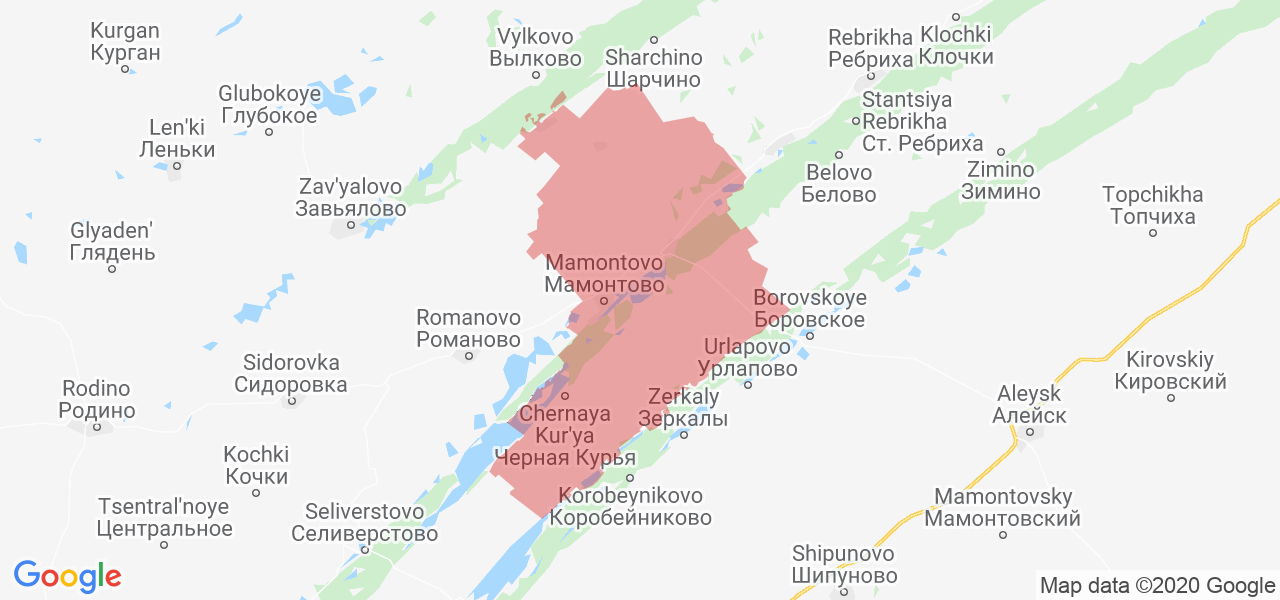 Изображение Мамонтовского района Алтайского края на карте
