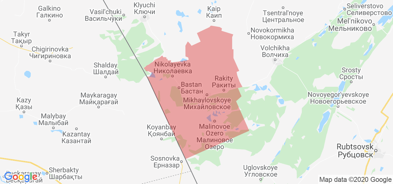 Изображение Михайловского района Алтайского края на карте