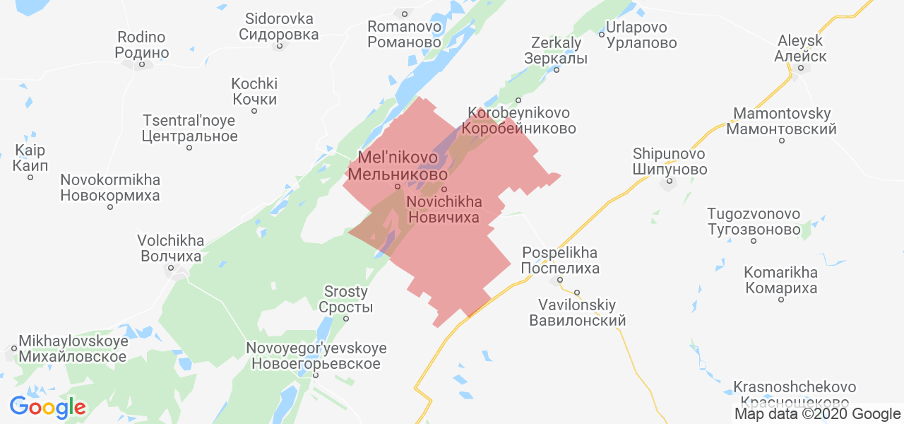 Изображение Новичихинского района Алтайского края на карте