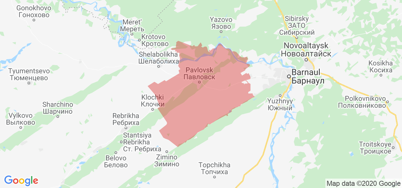 Изображение Павловского района Алтайского края на карте