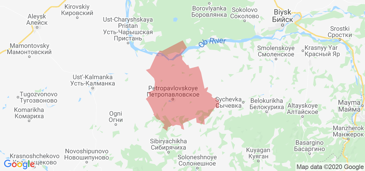 Изображение Петропавловского района Алтайского края на карте