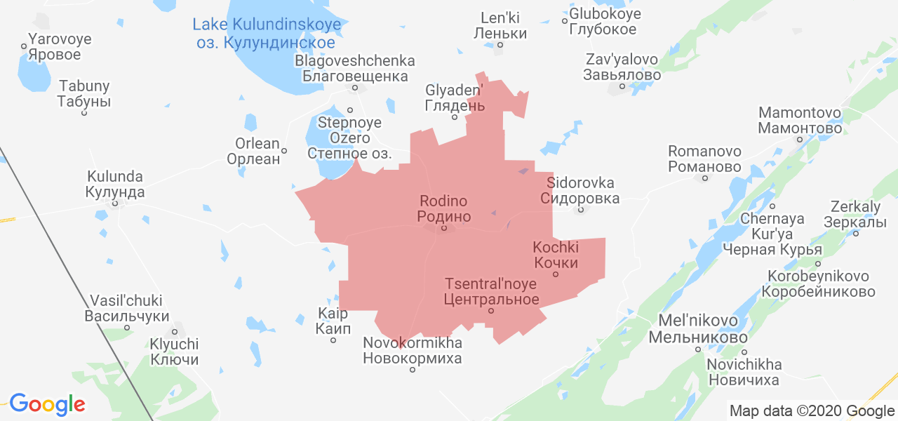 Изображение Родинского района Алтайского края на карте