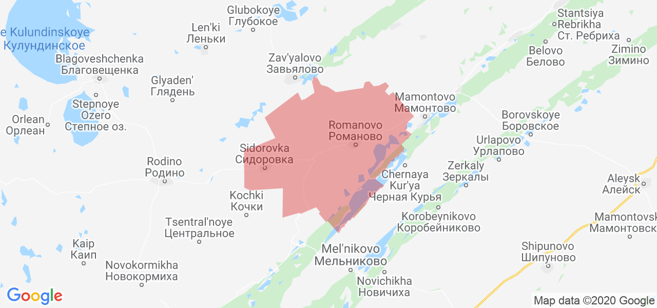 Изображение Романовского района Алтайского края на карте