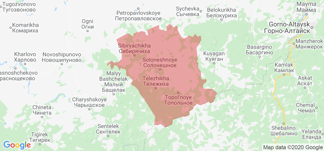 Изображение Солонешенского района Алтайского края на карте