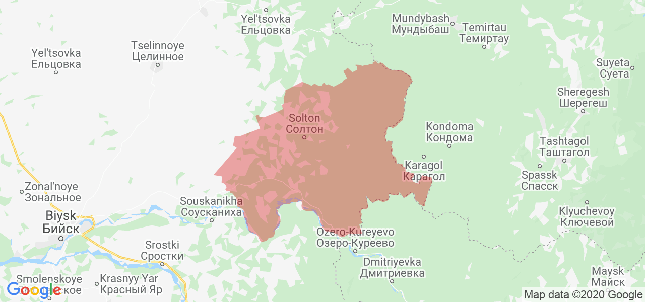 Изображение Солтонского района Алтайского края на карте Изображение Солтонского района Алтайского края на карте