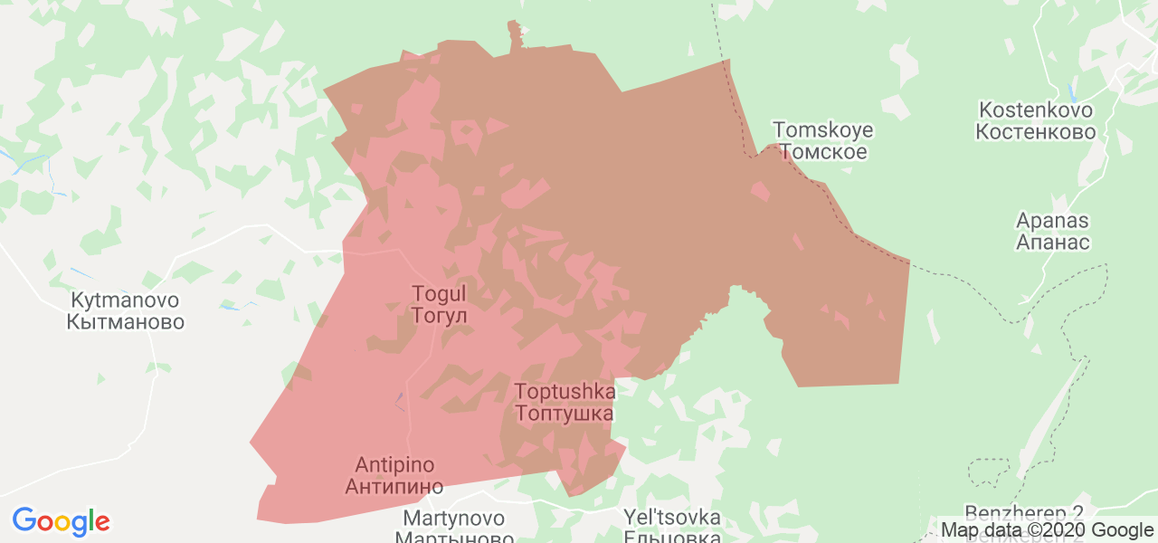 Изображение Тогульского района Алтайского края на карте