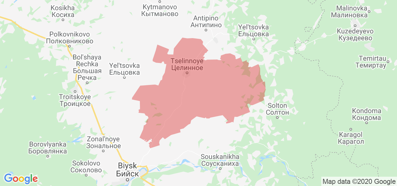 Изображение Целинный район Алтайского края на карте