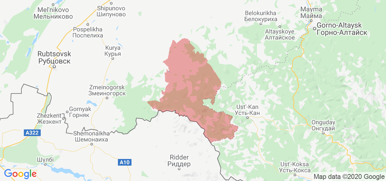 Изображение Чарышского района Алтайского края на карте